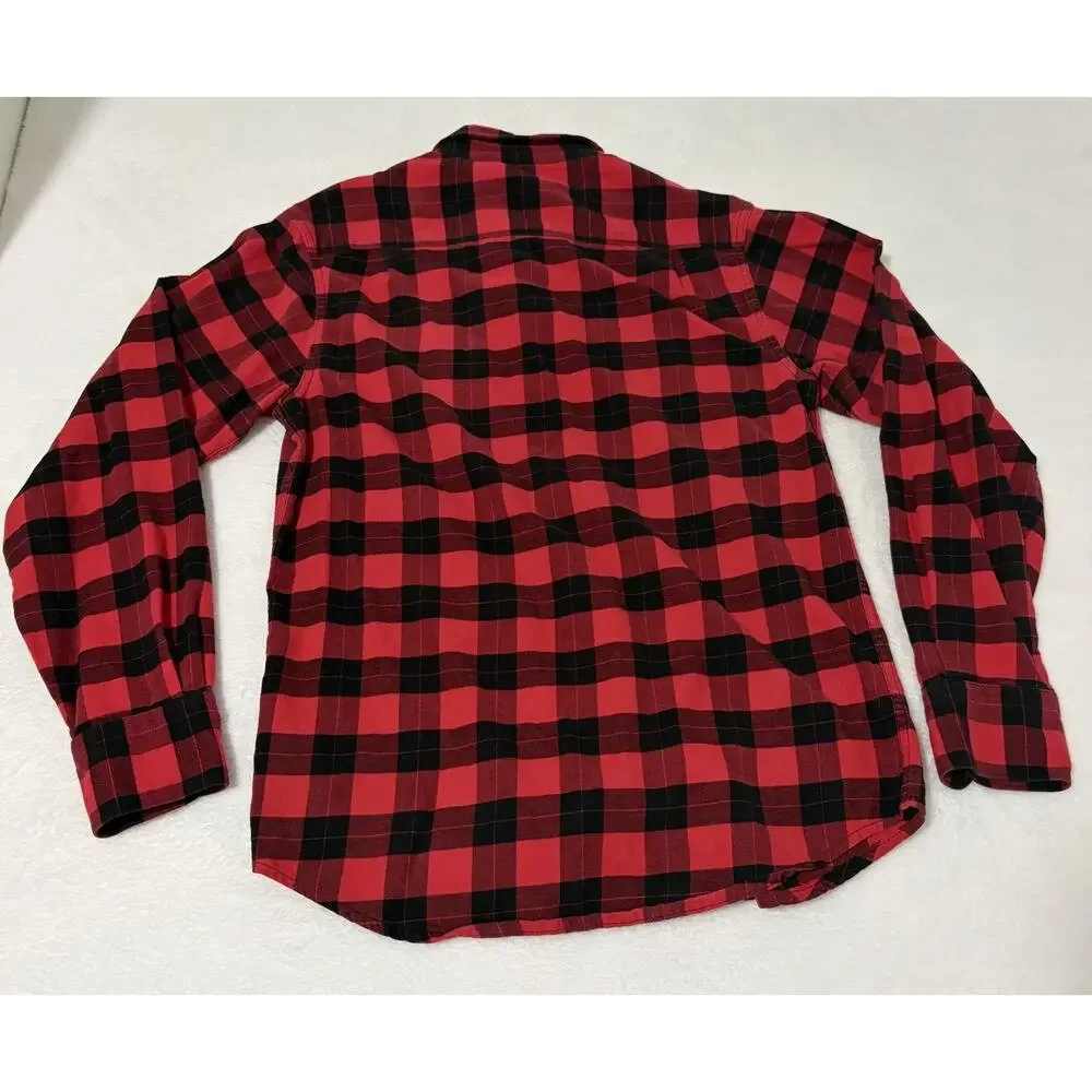 Nike SB Skateboarding Small Flannel Plaid Red Black Long Sleeve Shirt